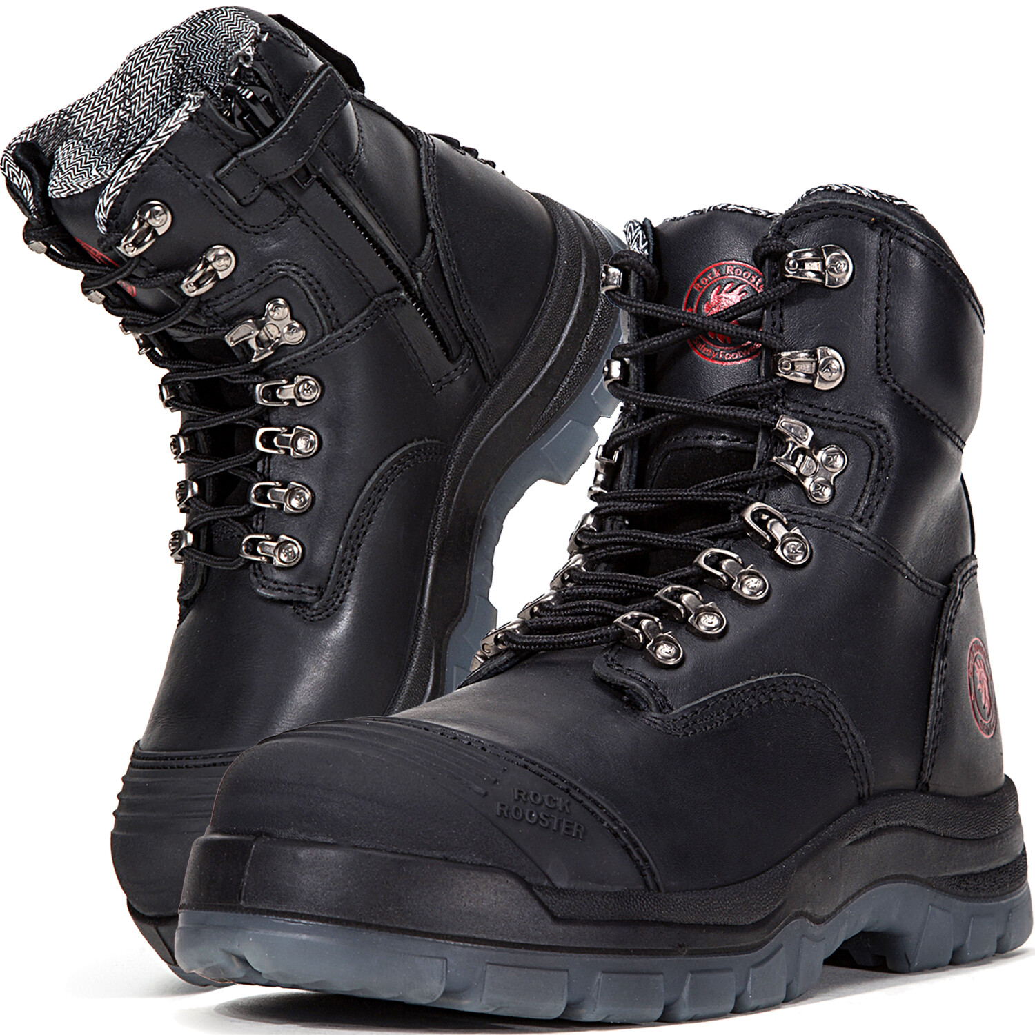 ROCKROOSTER Wide 7 inch Steel Toe Zipper Work Boots for Men,
