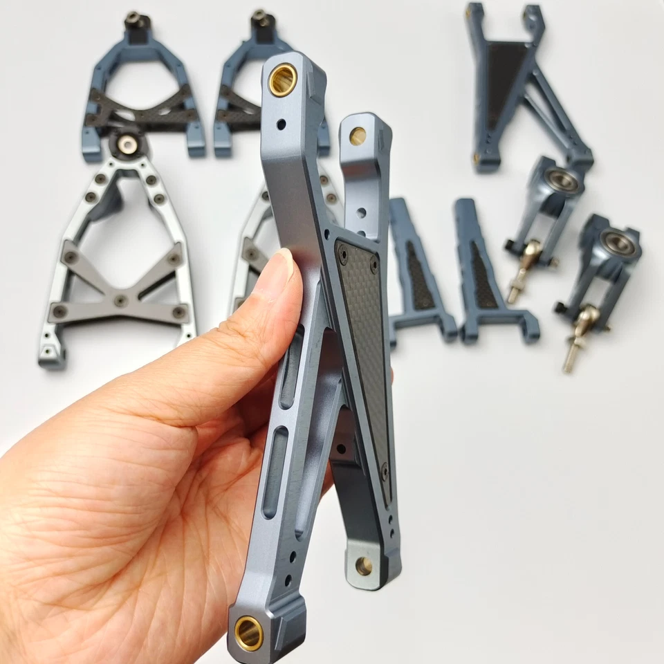 7075 Alloy CNC + Carbon Upper Lower Suspension Arm Set for Rovan HPI KM Baja - Image 4 of 4
