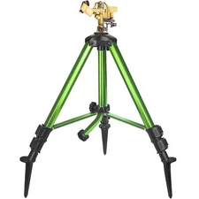Triumpeek Impact Sprinkler on Tripod Base with Stakes, 360 Degree L... Fast Ship