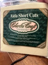 CHARLES CRAFT Cross Stitch Aida 14 Count  6 pcs  6 x 6" each white, ivory  aw