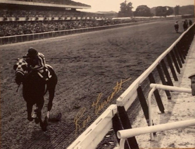 RON TURCOTTE SECRETARIAT - 1973 BELMONT STAKES SIGNED 11X14 TRIPLE CROWN #3