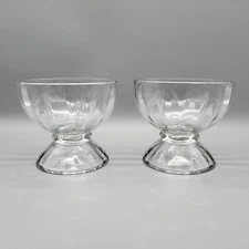 Libbey Glass Dessert Bowls Fruit Ice Cream Pedestal Footed Bowls Set Of 2 VTG