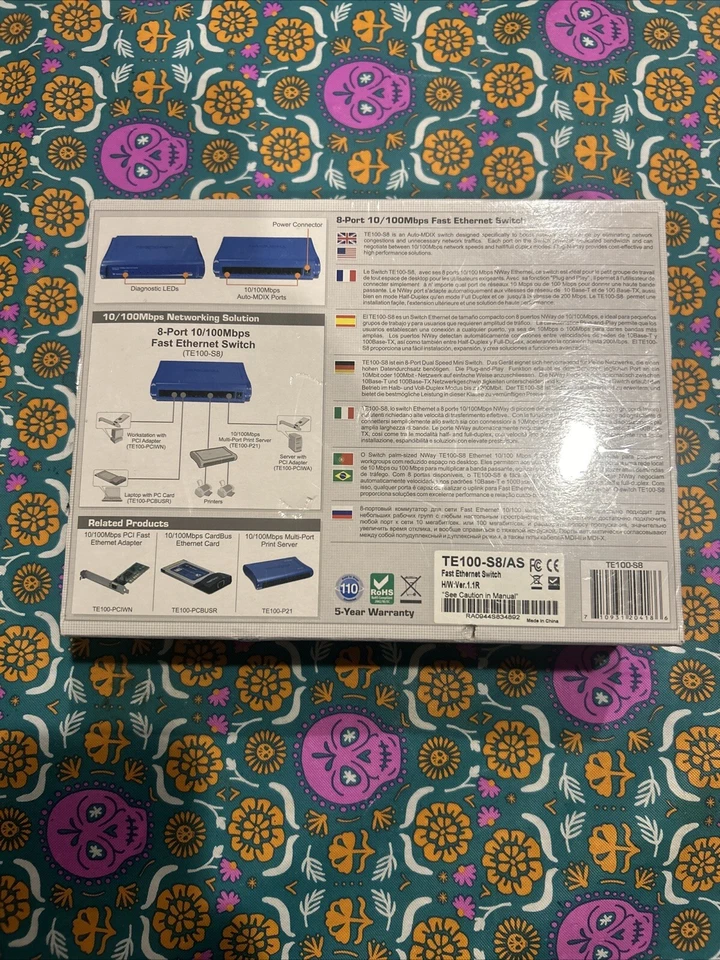 Brand New Sealed Trendnet 8 Port 10/100 Mbps Greennet Switch # TE100-S8/A - Image 3 of 4