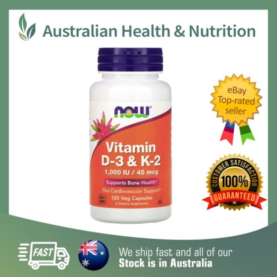NOW VITAMIN D-3 & K2 CAPSULES HIGH STRENGTH // CHOOSE SIZE + FREE SHIPPING
