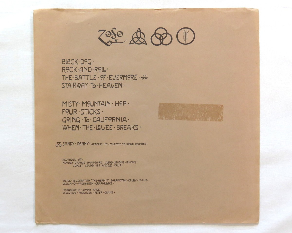 Led Zeppelin 1971 LP Inner Sleeve Only For Record USA Stairway To - Main Image