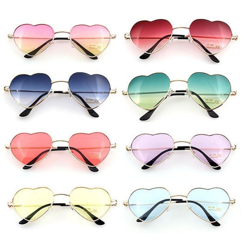 Women Fashion Sunglasses Heart Style Vintage Cute Sun Glasses 80s Retro Eyewear