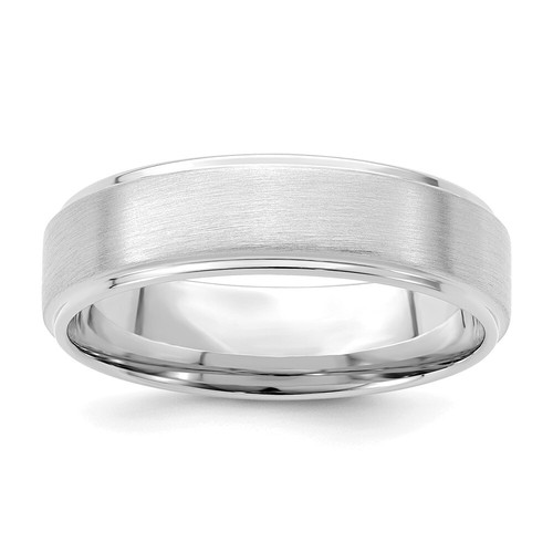 Anillo de boda de oro blanco de 14 K 6 mm satinado/pulido borde escalonado para hombre talla 9 - Imagen 1 de 5