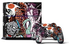 Skin Sticker for PS4 System Playstation 4 Console 2 Controller Decals TSUNAMI