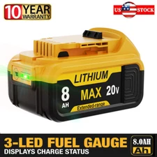 For DeWalt 20V 20 Volt Max 8.0AH Lithium Ion Battery DCB206-2 DCB205 DCB200-2 US