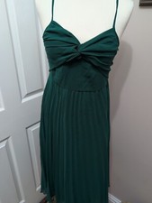 ASOS Design Twist Front Pleated Sleeveless Midi Dress in Forest Green UK 10