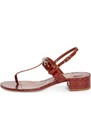100% AUTHENTIC NEW WOMEN LOUBOUTIN MJ THONG BROWN CROC FLAT SANDALS EU 37/US 7 — photo 2
