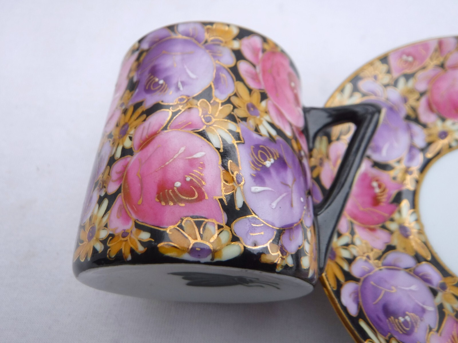 French Chintz Style Roses Coffee set, with Coffee Pot, Possibly Limoges