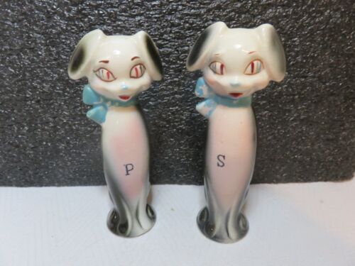 VINTAGE JAPAN PUPPY DOG 5 INCH SALT AND PEPPER SHAKERS CUTE - Picture 1 of 11