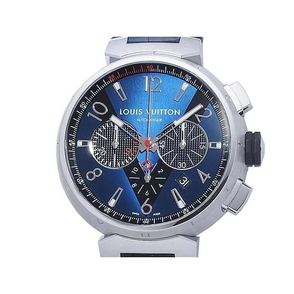 Louis Vuitton Tambour Chronograph Q102V Automatic Blue Black Dial 44mm Men  Watch