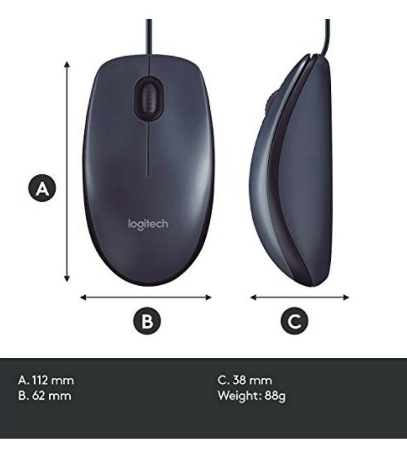 Logitech M100 3-Button USB Scroll Wheel Optical Mouse Free