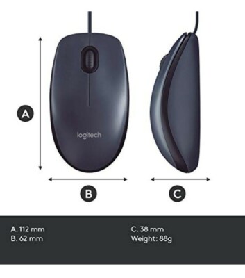 Logitech M100 3-Button USB Scroll Wheel Optical Mouse Free