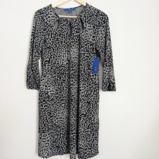 Apt 9 Womens Leopard Knit Shift Sweater Dress Size M Black White NWT