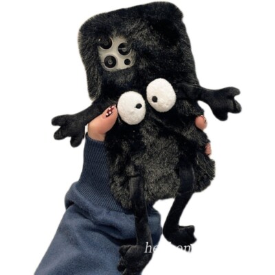 For SAMSUNG Galaxy Phone Case fluffy furry black briquettes doll warm cover