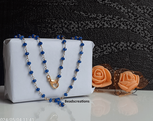 3-4 mm Natürlicher Blauer Lapislazuli Vergoldet Rosenkranz Perlen Kette Edelstein Halskette - Bild 4 von 4