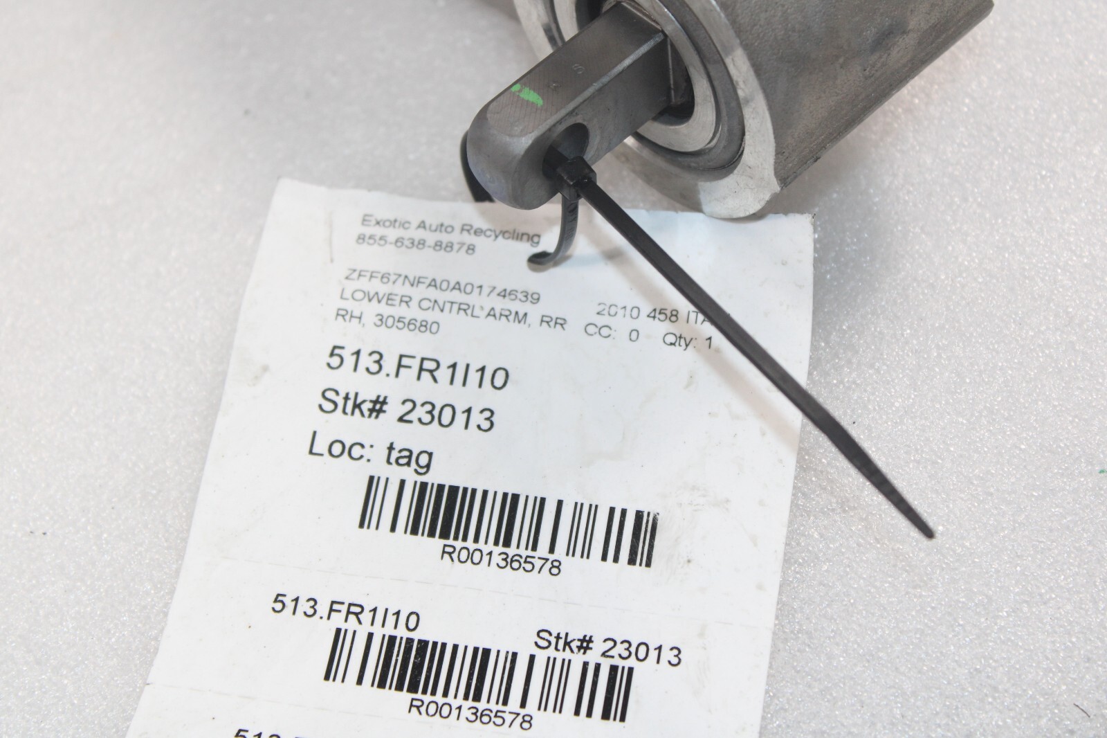 Ferrari 458, California, RH, Right, Rear Lower Control Arm, Used, P/N 305680