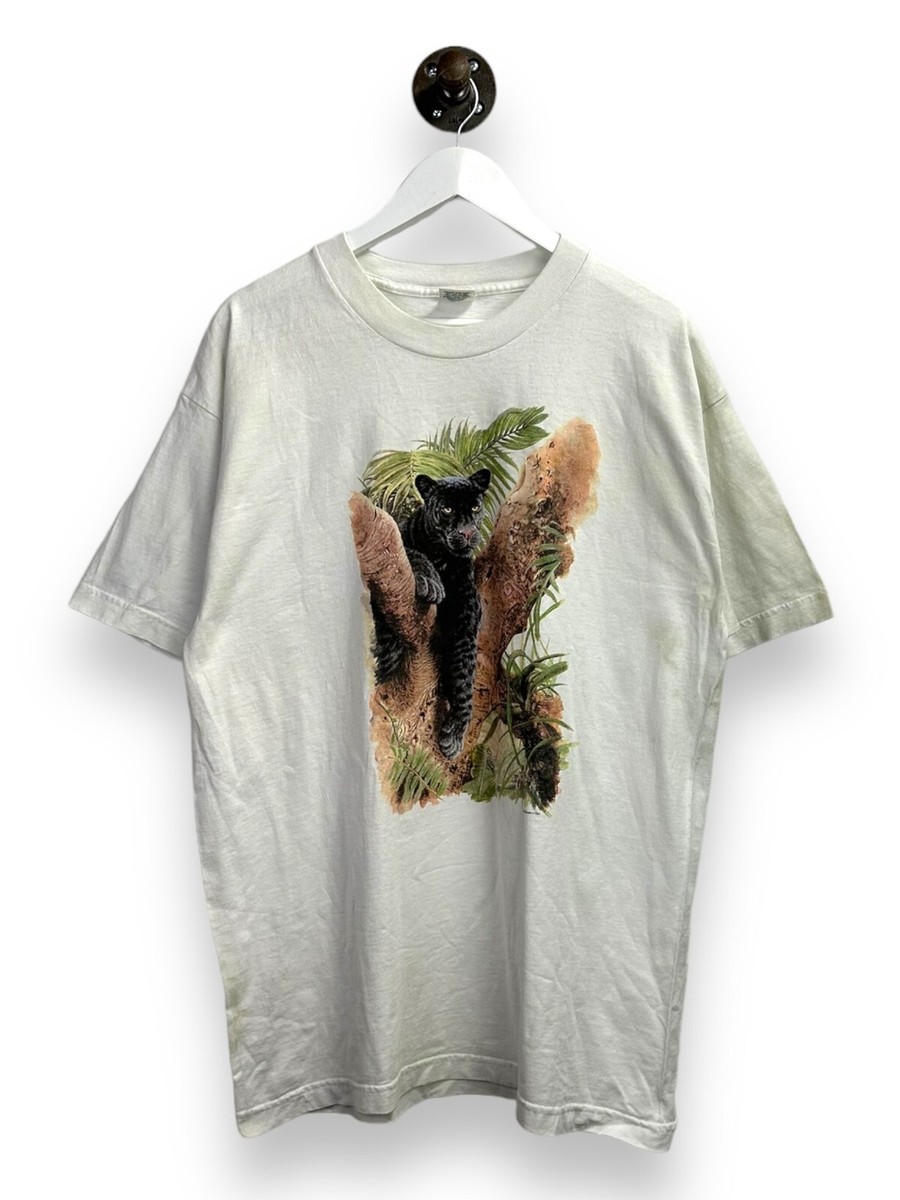 Vintage 90s Human-I-Tees Panther Nature Graphic T-Shirt Size XL | eBay