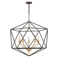 Kronleuchter HäNgelampe Deckenleuchte Metall Bronze D 71,1 Cm Esszimmerlampe