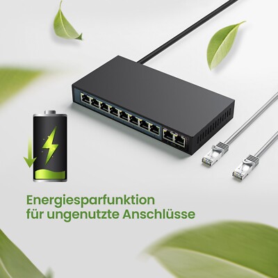 Netzwerk PoE Switch 8x 100Mb/s PoE+ 2x RJ45 Uplink 100Mb/s 96W Switch Extralink