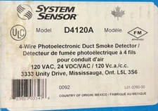 System Sensor D4120A 4-Wire Duct Smoke Detector