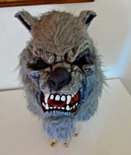 Vtg Wolf Mask Grey Werewolf Wolfman Vintage Adult Halloween Costume Scary Latex