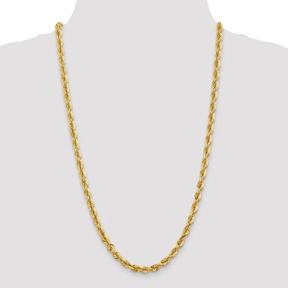14k Yellow Gold 5.5mm Solid Diamond Cut Rope Chain w/ Lobster Clasp 16" - 36" - Image 2 of 4
