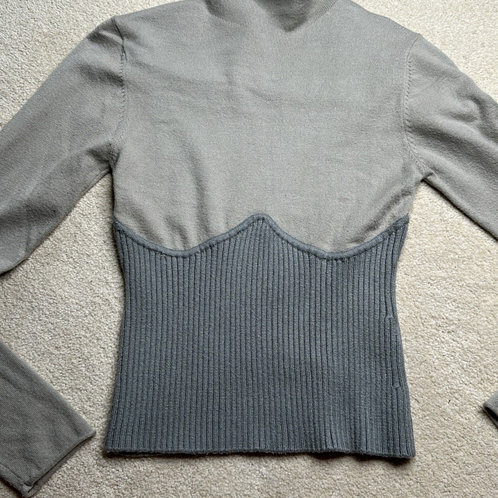 ZARA: Corset Style Mock Neck Ribbed Long Sleeve Top thumbnail 5