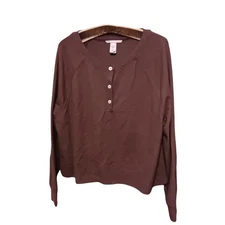 Victoria's Secret Brown Cropped Thermal Top Ladies Medium Long Sleeves Hiking