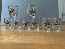 Set Of 8 Vintage Fox Hunting Shot Glasses, Still In Good Condition
