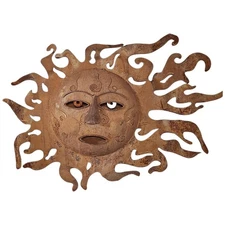 Large Rustic Metal Sun Face Wall Art 28″ Boho‑Rustic Farmhouse Decor
