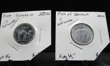 Rep. of Samalia 2000 5 Shilling Elephant 10 Shilling Camel UNC. Animal Coins🐘🐪