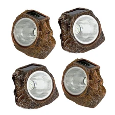 EiGreen 4-Pack Solar Garden Rock Lights Outdoor Decorative 10 LED Waterproof Yar
