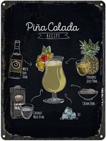 Blechschild 40X30 Cm Pina Colada Coktail Recipe Essen Trinken Deko Geschenk Meta