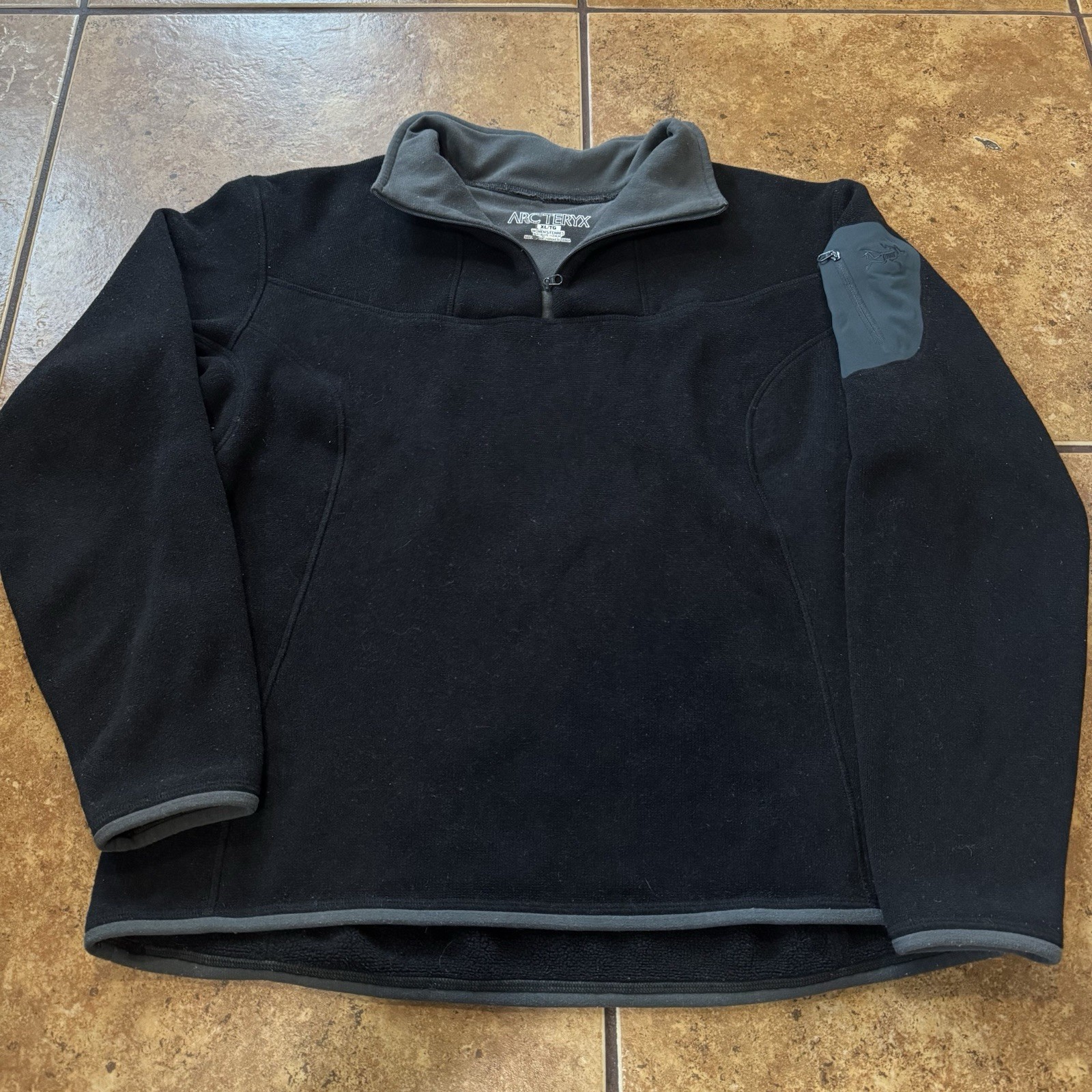 Giacca maglione Arc'Teryx donna pile coperto 1 4 zip taglia XL NERO pullover