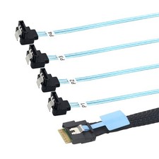 PCIe Slimline SAS SFF-8654 4i 38Pin to 4 SATA 90 Angled Cable Assembly