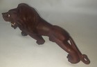 Wooden Hand Carved Lion Vintage Glass Eyes Figurine China Intricate Detail — photo 5