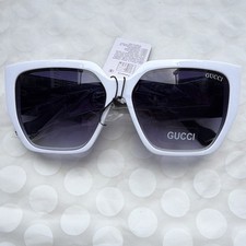 Gucci Women&rsquo;s Oversized Square Sunglasses White Plastic Frame Gray Tinted