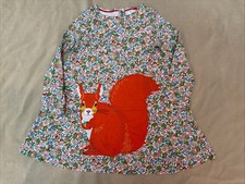 Mini Boden Girls Squirrel Dress 4 5Y Floral Big Applique
