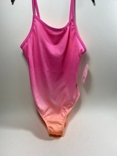 Wonder Nation Girls Ribbed Ombre One Piece Swimsuit L 10-12 NWT