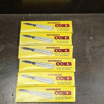 Butterfly Folding Comb OTC 1986 Boxed, U.K. Reg Design No. 1038021 Lot of 6