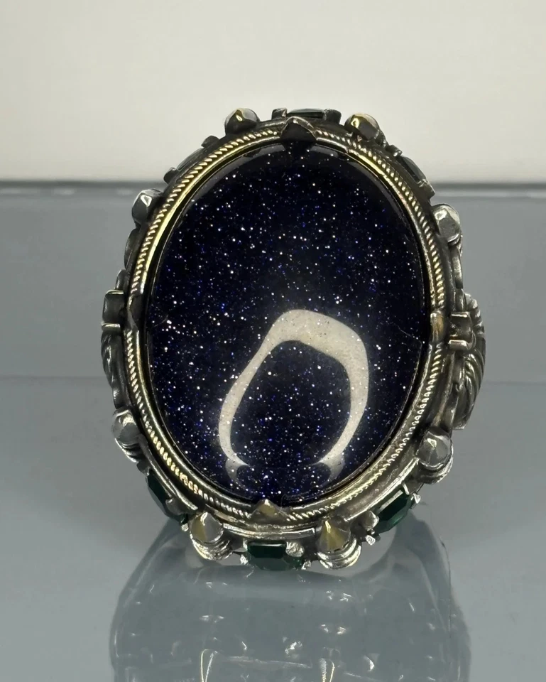 Handmade Sterling Silver Aventurine Stone Ring: Ottoman Design Statement Jewelry - Image 4 of 4