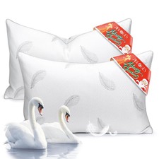Goose Feather Pillows Bed Pillow - Hotel Down Pillows Queen Size Set of 2, Ul...