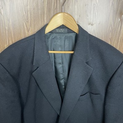 Chereskin Blazer Jacket Mens 50L Black Solid 100% Camel Hair Two Buttons