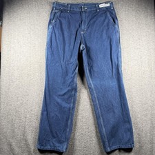 Carhartt Jeans Mens 38x30 Blue Dungaree Fit Relaxed Straight Leg Denim Workwear