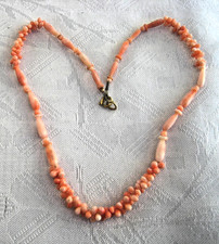 Vintage Halskette Korallen lachsfarben Engelshautkoralle Collier Italien 50er Ja