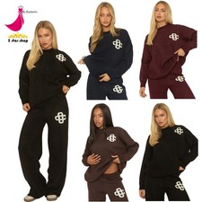 Brand New Ladies 2Pcs Contrast Knitted Women Loungewear Co-ord Set Tracksuit UK